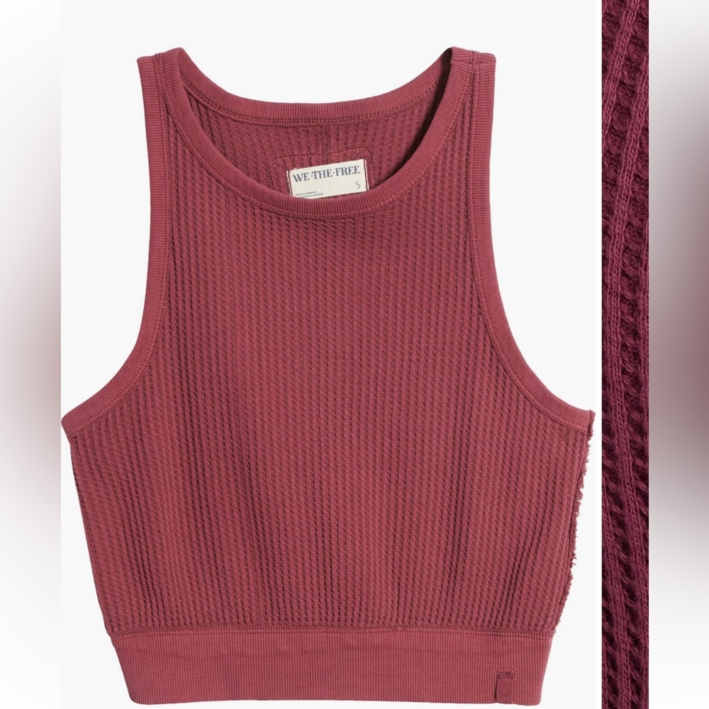 Free people waffle stitch crop tank top